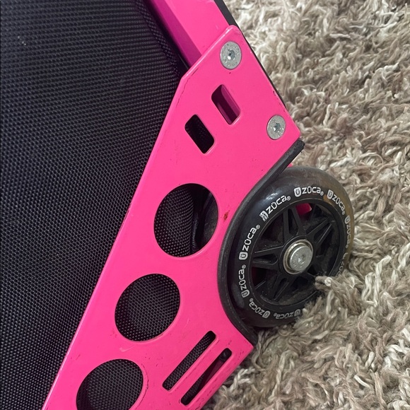 Zuca Pink and Black Rolling Cart built in seating - Picture 10 of 16